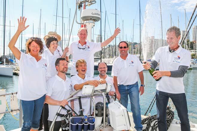 Mikkel Anthonisen Founder of the Oceans of Hope Project pops celebratory champagne with the crew  © Anna Kucera